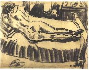 Ernst Ludwig Kirchner Reclining female nude on a couch oil on canvas